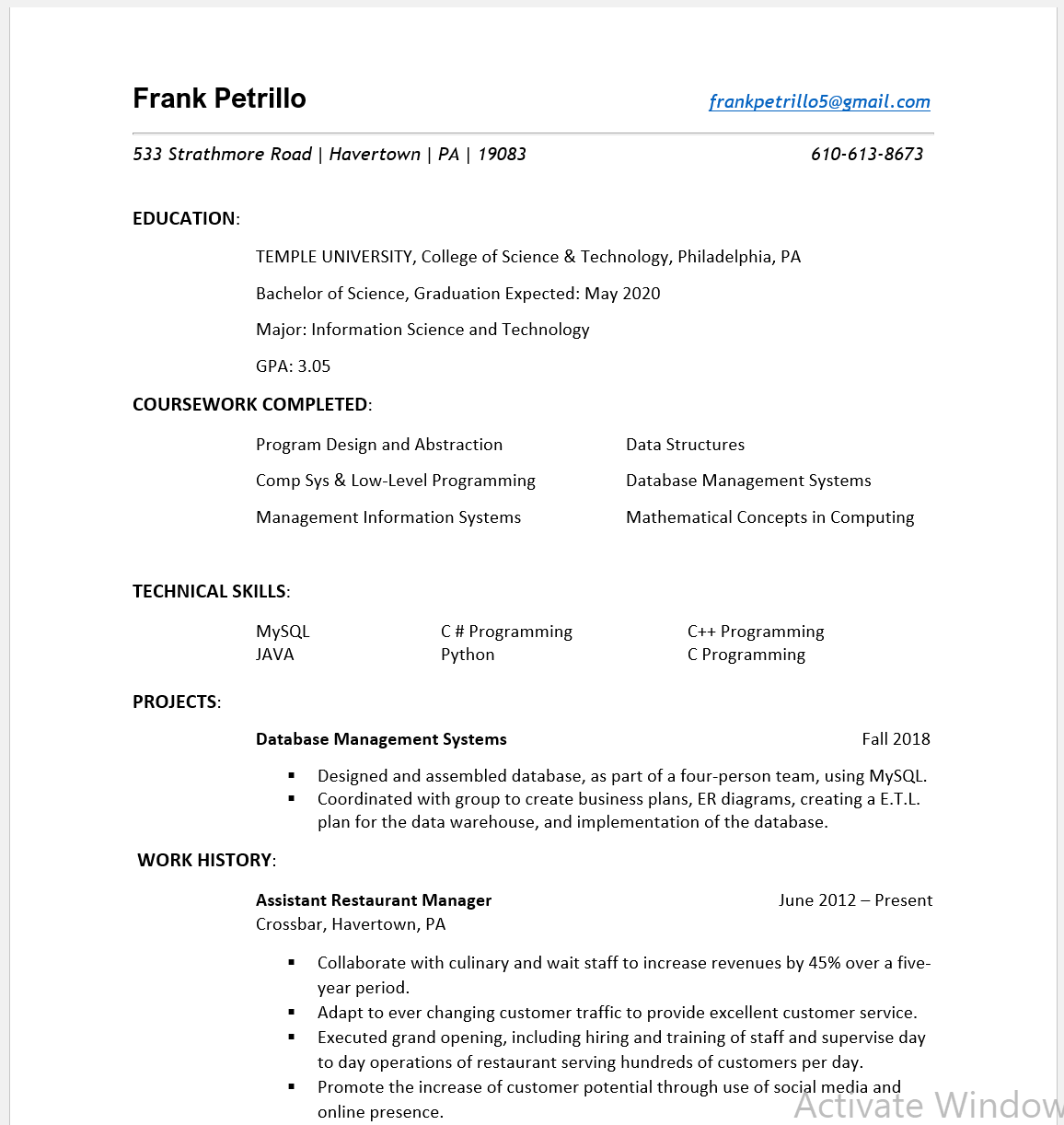  resume
