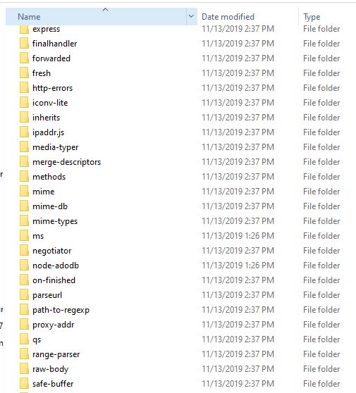 Screenshot of some npm packages